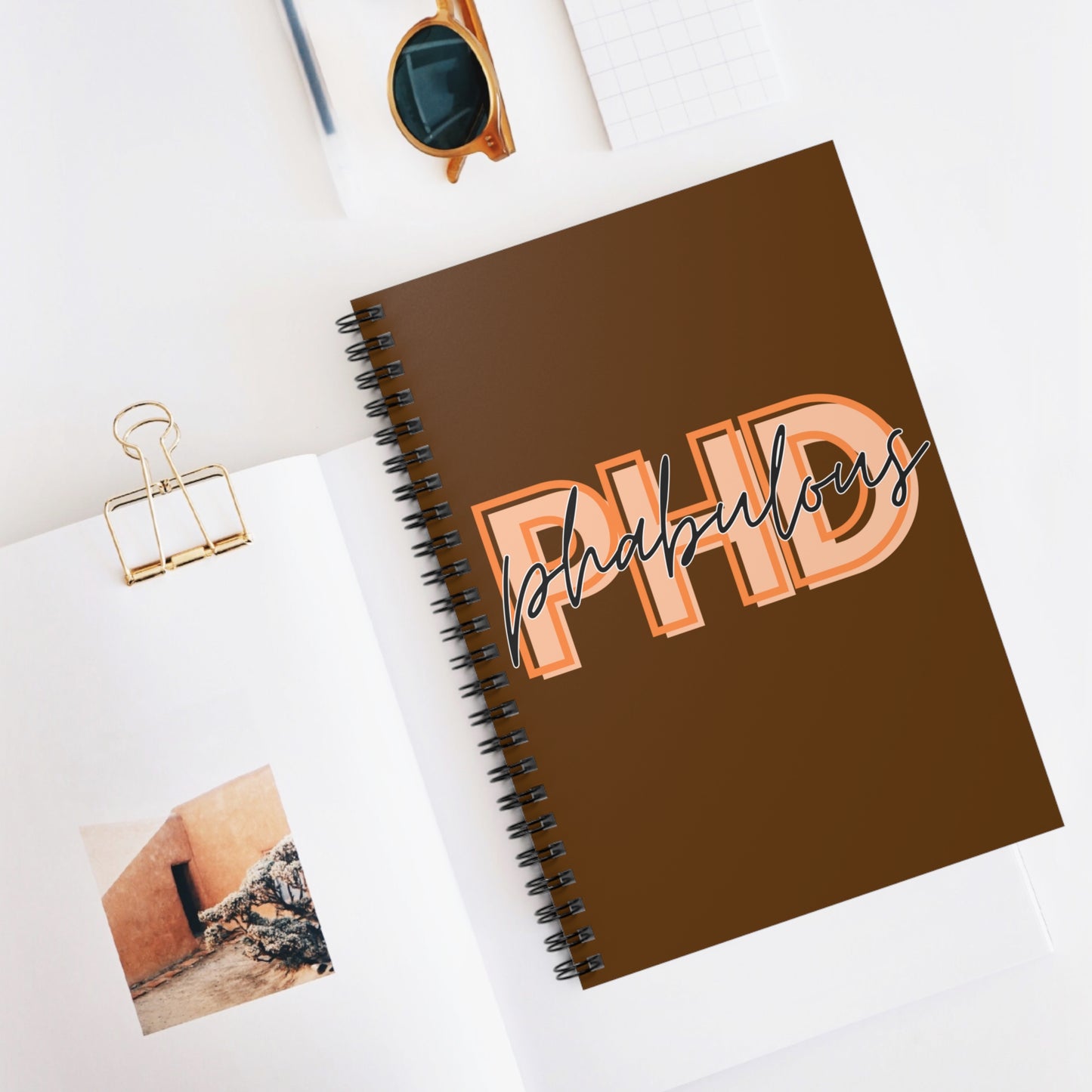 PHD Phabulous Orange & Brown Spiral Notebook - Ruled Line