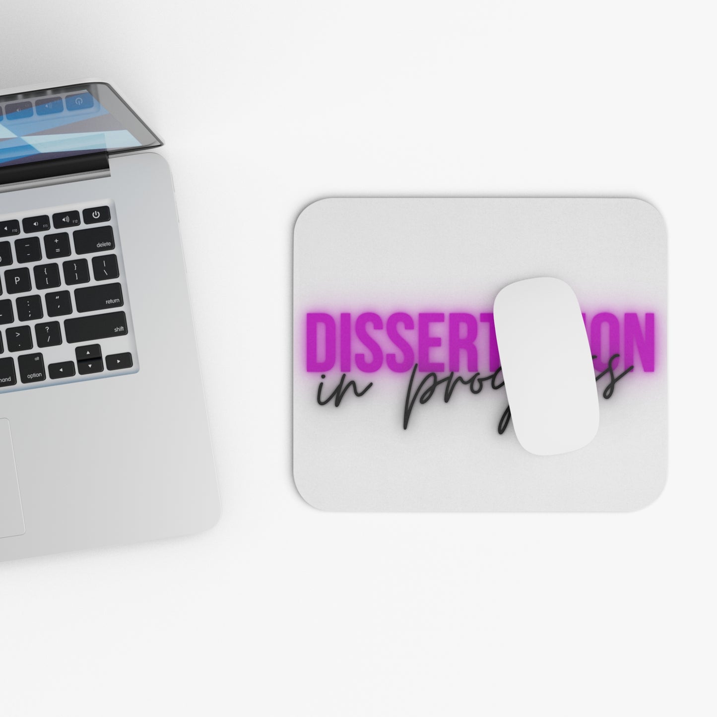 Dissertation in Progress Mouse Pad (Pink/White) -- perfect gift for you or the doctoral student in your life!