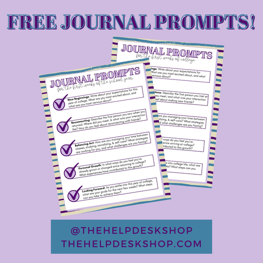 Free Journal Prompts for first week of college