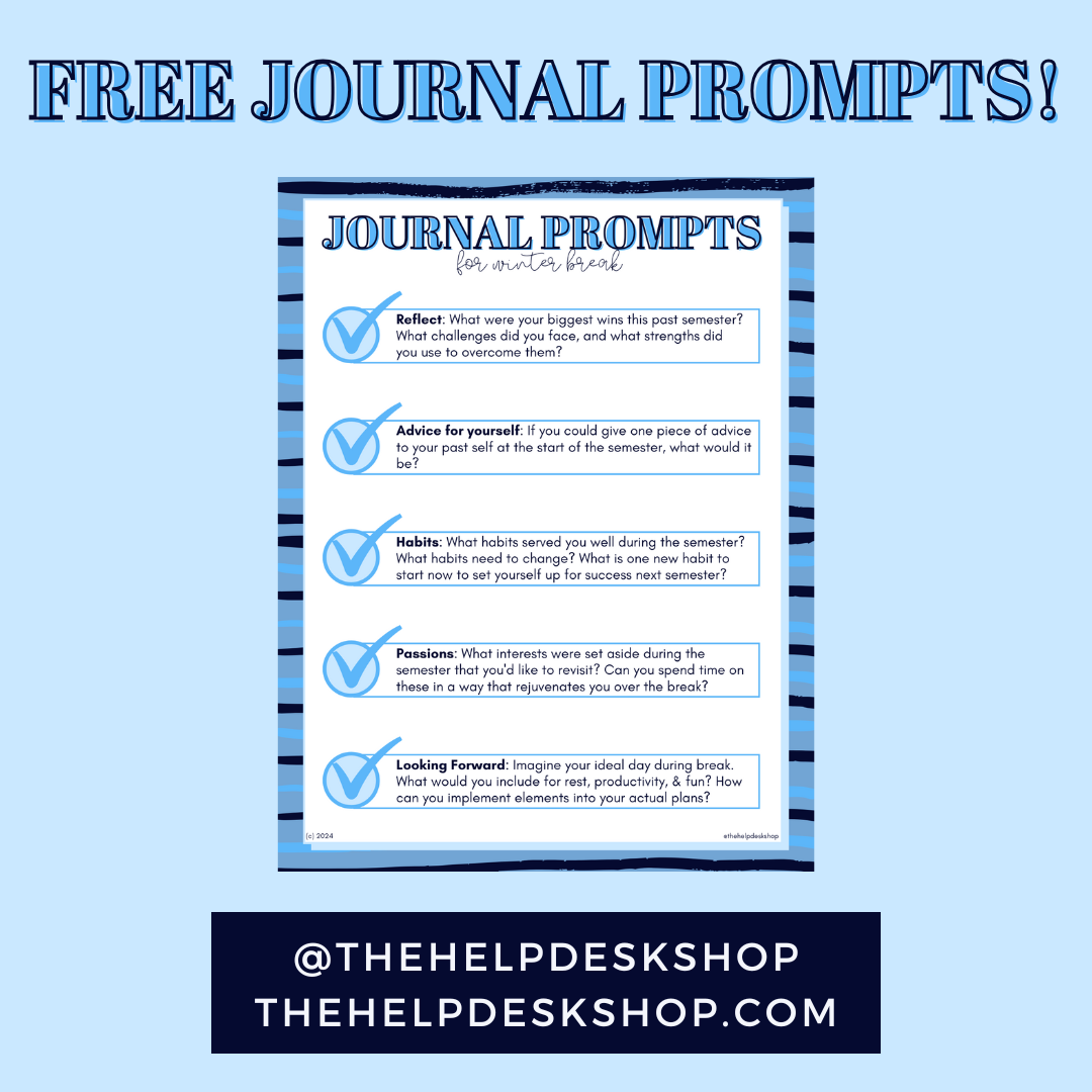 Free Journal Prompts for winter break